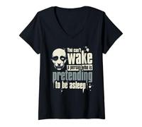 Women's You Can't Wake a Person who is Pretending to be Asleep V-Neck T-Shirt