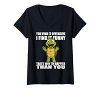 Womens You Find It Offensive I Find It Funny Adult Humor Quote V-Neck T-Shirt