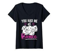 Womens You Had Me At Bunco Dice Game Player Rollin' Party V-Neck T-Shirt