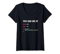 Women's You Had Me At Hello World - Go Programmer in Love Design V-Neck T-Shirt