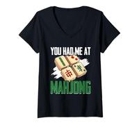 Women's You Had Me At Mahjong, Tile Game Player, Mah Jong V-Neck T-Shirt