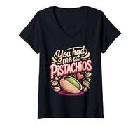 Women's You Had Me at Pistachios Pistachio Nuts V-Neck T-Shirt
