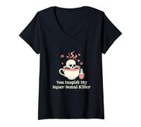 Women's You Inspire My Inner Serial Killer Skull Gothic Halloween V-Neck T-Shirt