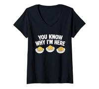 Women's You Know Why I Am Here Deviled Egg Fall Autumn Thanksgiving V-Neck T-Shirt