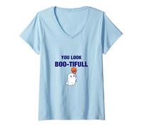 Womens You Look Boo-tiful Halloween Illustration Graphic Designs V-Neck T-Shirt