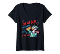 Womens You Look Like the 4th of July Goose Hot Dog Flag 4th Of July V-Neck T-Shirt