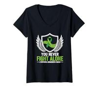 Women's You Never Fight Alone Lymphoma Awareness Squad V-Neck T-Shirt