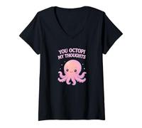 Womens You Octopi My Thoughts - Cute Kawaii Pastel Octopus Pun V-Neck T-Shirt