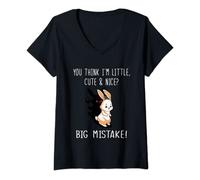 Womens You Think I'm Little Cute and Nice Bad Mistake Bunny V-Neck T-Shirt