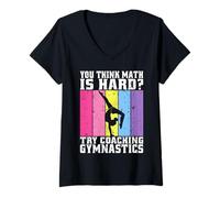Womens You Think Math is Hard Try Coaching Gymnastics V-Neck T-Shirt