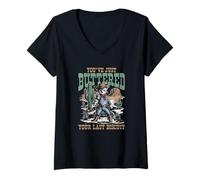 Womens You’ve Just Buttered Your Last Biscuit, Western Cowboy Cat V-Neck T-Shirt
