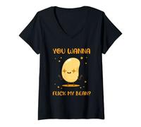 Womens You Wanna Flick My Beans Edible Seed Bean V-Neck T-Shirt