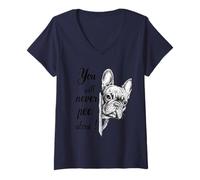 Women's You Will Never Pee Alone French Bulldog Bathroom V-Neck T-Shirt