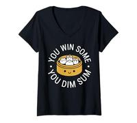 Women's You Win Some You Dim Sum Funny Food Pun V-Neck T-Shirt
