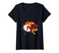 Womens Young Justice Splatter Art Kid Flash Logo V-Neck T-Shirt