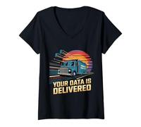 Womens Your Data is Delivered Data Engineer Analyst Engineering V-Neck T-Shirt