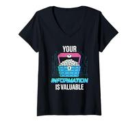Women's Your Information is Valuable Cyber Security Treasure Chest V-Neck T-Shirt