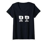 Womens Your Sister My Sister Brother DJ Funny Disc Jockey V-Neck T-Shirt