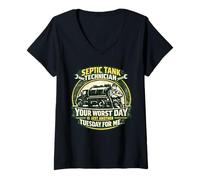 Women's Your Worst Day is My Tuesday Funny Septic Technician V-Neck T-Shirt