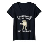 Women's You're Dramatic Introvert Overthinking Funny Frog V-Neck T-Shirt