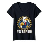 Women's You're Fired Patriotic Boss Eagle Mascot V-Neck T-Shirt
