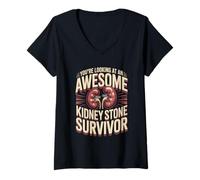 Women's You're Looking At an Awesome Kidney Stone Survivor V-Neck T-Shirt