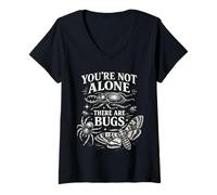 Women's You're Not Alone There are Bugs Creepy Insect Humor Art V-Neck T-Shirt