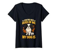 Womens Youre Not The Boss of Me Funny Japanese Chin Mom Dad V-Neck T-Shirt