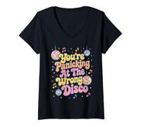 Women's You're Panicking At The Wrong Disco Funny Emo V-Neck T-Shirt