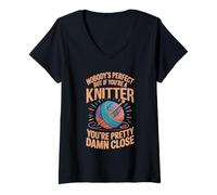 Womens You're Pretty Close Quilting Knitter Crafter Knitting V-Neck T-Shirt