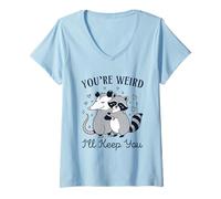 Womens You're Weird I'll Keep You Raccoon Possum Meme Trash Panda V-Neck T-Shirt