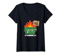 Womens You've GOT This Emotional Support Dumpster Fire Work Humor V-Neck T-Shirt