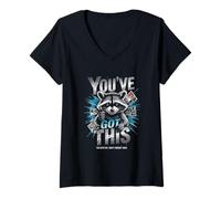 Womens Youve Got This Raccoon Comic Style Motivational Thumbs Up V-Neck T-Shirt
