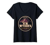 Women's Yr Wyddfa 1085m Eryri Snowdon Gwynedd Wales Hiking Summit V-Neck T-Shirt