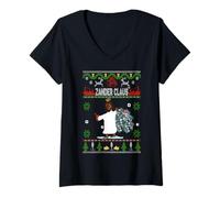 Womens Zander Claus TM Ugly Christmas Sweater Jesus Angler V-Neck T-Shirt