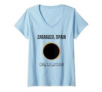 Women's Zaragoza Spain 08.12.2026 Solar Eclipse V-Neck T-Shirt