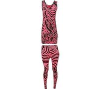 Womens Zebra Print 2 Piece Set Ladies Sleeveless Scoop Neck Top Elasticated Waist Legging Printed Co Ord Set Christmas Fancy Party Wear Tracksuit Plus Size 8-14