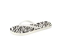 Women's Zebra Print Toe Separator Trendy Flat Flip Flops for Women with Animal Print Lightweight Summer Toe Separator Soft EVA Material Textured Non-Slip Sole for Beach and Everyday Use, beige, Small
