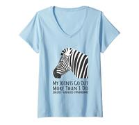 Womens Zebra Strong - Joints Go Out More Than I Do V-Neck T-Shirt