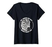 Womens Zebra Strong - My Joints Go Out More Than I Do V-Neck T-Shirt