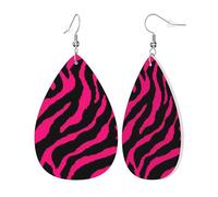 Womens Zebra Tiger Leopard pink Print Leather Earrings Teardrop Dangle Earrings Jewelry Outfits Accessories