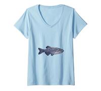 Womens Zebrafish Danio rerio Freshwater Aquarium Fishkeeper V-Neck T-Shirt