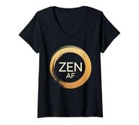 Women's Zen AF Extremely Peaceful Meditation Mindfulness V-Neck T-Shirt