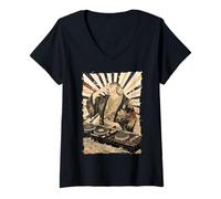 Womens Zen DJ Monk Waves - Turntable Spiritual Beat V-Neck T-Shirt