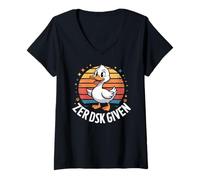 Womens Zer Dsk Given Quirky Retro Duck V-Neck T-Shirt