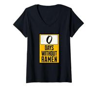 Women's Zero Days Without Ramen Funny Japanese Food Lover V-Neck T-Shirt