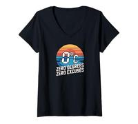 Womens Zero Degrees Zero Excuses Motivational V-Neck T-Shirt