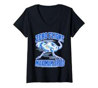 Women's Zero Flight Maximum Speed Ostrich Running Bird Design V-Neck T-Shirt