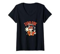 Womens Zero Fox Given - Funny Cool Fox with Coffee V-Neck T-Shirt