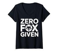 Womens Zero Fox Given Typography with Subtle Fox V-Neck T-Shirt
